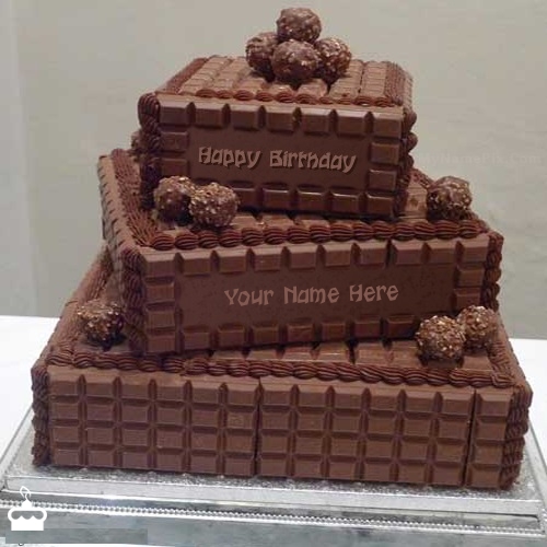 Chocolate Layered Birthday Cake With Name