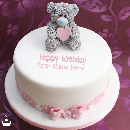 Teddy Birthday Cake With Name